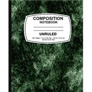 Green Marble Unruled Composition Notebook by Blank Book MD, 9781523430345