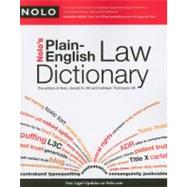 Nolo's Plain-english Law Dictionary by Editors of Nolo, 9781413310375