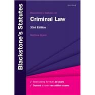 Blackstone's Statutes on Criminal Law by Dyson, Matthew, 9780198890447