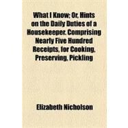 What I Know by Nicholson, Elizabeth, 9780217420457