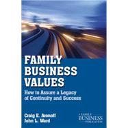 Family Business Values How to Assure a Legacy of Continuity and Success by Ward, John L.; Aronoff, Craig E., 9780230111103