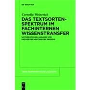 Das Textsortenspektrum Im Fachinternen Wissenstransfer by Weinreich, Cornelia, 9783110231731