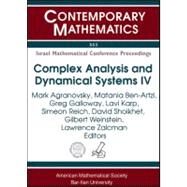 Complex Analysis and Dynamical Systems IV by Agranovsky, Mark; Ben-Artzi, Matania; Galloway, Greg; Karp, Levi; Reich, Simeon, 9780821851968