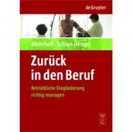 Zuruck in Den Beruf / Back to Work by Mehrhoff, Friedrich, 9783110202311