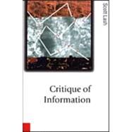 Critique of Information by Scott Lash, 9780761952688