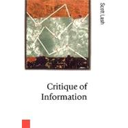 Critique of Information by Scott Lash, 9780761952695