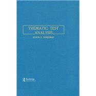 Thematic Test Analysis by Shneidman; E. S., 9780805803679