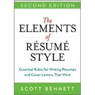 The Elements of Resume Style by Bennett, Scott, 9780814433935