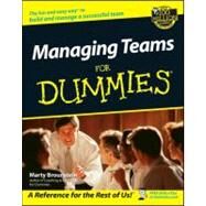 Managing Teams For Dummies by Brounstein, Marty, 9780764554087
