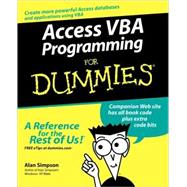 Access VBA Programming For Dummies by Simpson, Alan, 9780764574115