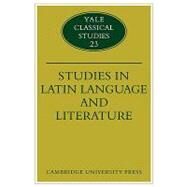 Studies in Latin Language and Literature by Thomas Cole , David Ross, 9780521124614
