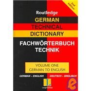 German Technical Dictionary (Volume 1) by Dimand,Robert, 9780415335867