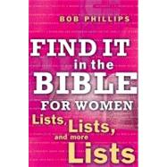 Find It in the Bible for Women Lists, Lists, and more Lists by Phillips, Bob, 9781582296401