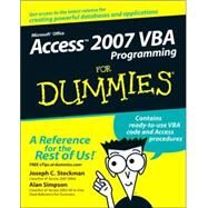 Access 2007 VBA Programming For Dummies by Stockman, Joseph C.; Simpson, Alan, 9780470046531