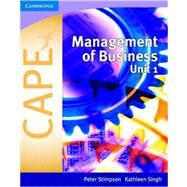Management of Business for CAPE® Unit 1 by Peter Stimpson , Kathleen Singh, 9780521696999