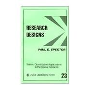 Research Designs by Paul E. Spector, 9780803917095