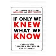 If Only We Knew What We Know The Transfer of Internal Knowledge and Best Practice by Grayson, C. Jackson; O'dell, Carla, 9781451697575