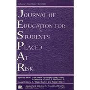 Crespar Findings (1994-1999): In Memory of John H. Hollifield. A Special Double Issue of the journal of Education for Students Placed at Risk by Boykin; A. Wade, 9780805897616