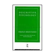 Descriptive Psychology by Brentano,Franz, 9780415108119