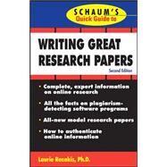 Schaum's Quick Guide to Writing Great Research Papers by Rozakis, Laurie, 9780071488488