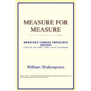 Measure for Measure : Webster's German Thesaurus Edition by ICON Reference, 9780497258610