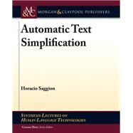 Automatic Text Simplification by Saggion, Horacio, 9781627058681