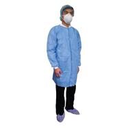 Disposable Lab Coat: Mandarin Collar, Knit Cuff, SMS, Blue, XL Condor 31TV09 by Grainger, 8780003188685