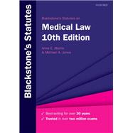 Blackstone's Statutes on Medical Law by Morris, Anne E.; Jones, Michael A., 9780198838791