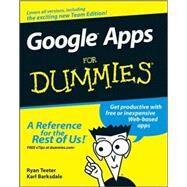 Google Apps For Dummies by Teeter, Ryan; Barksdale, Karl, 9780470189580