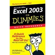 Excel 2003For Dummies Quick Reference by Walkenbach, John; Banfield, Colin, 9780764539879